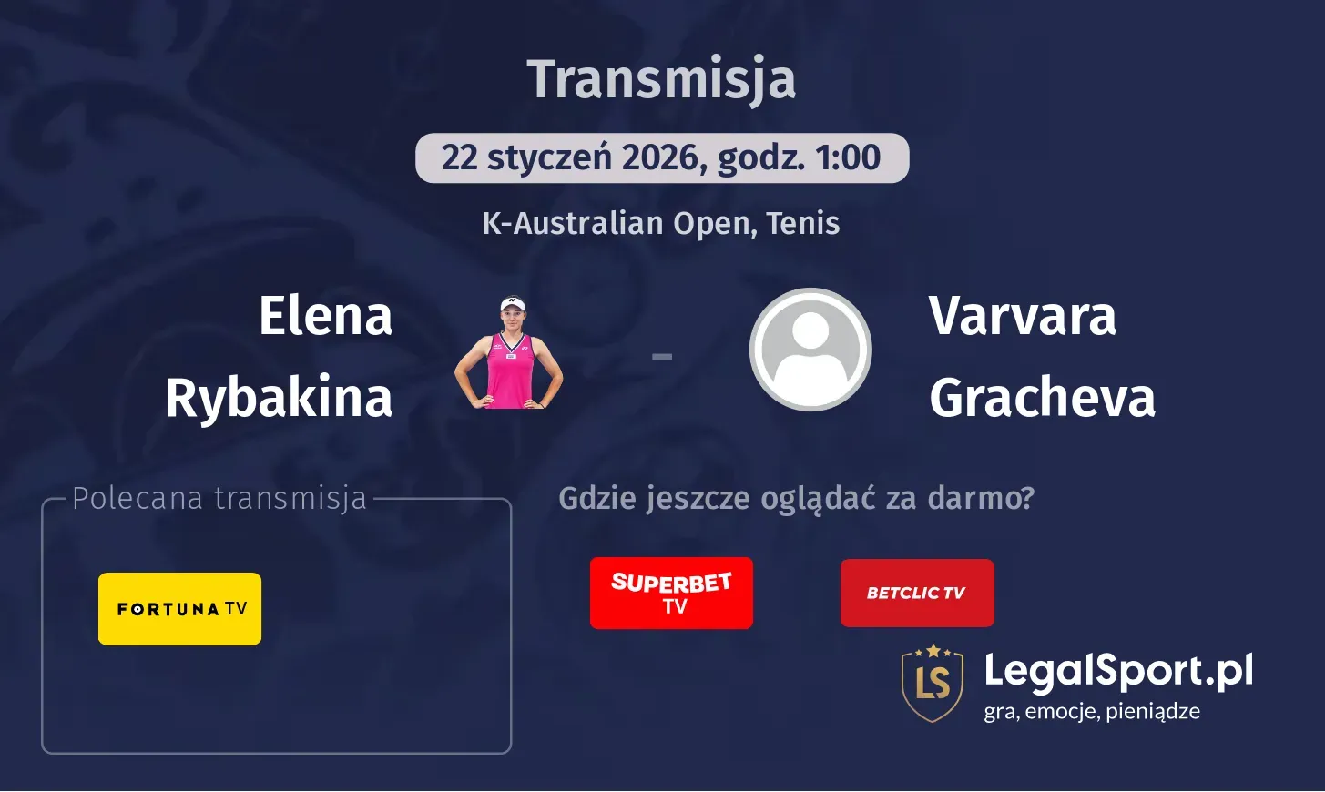 Elena Rybakina - Varvara Gracheva Transmisje