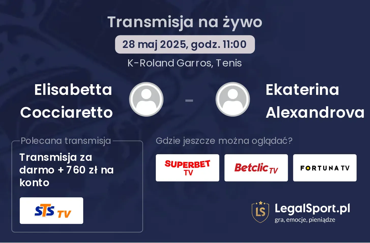 Elisabetta Cocciaretto - Ekaterina Alexandrova transmisja na żywo