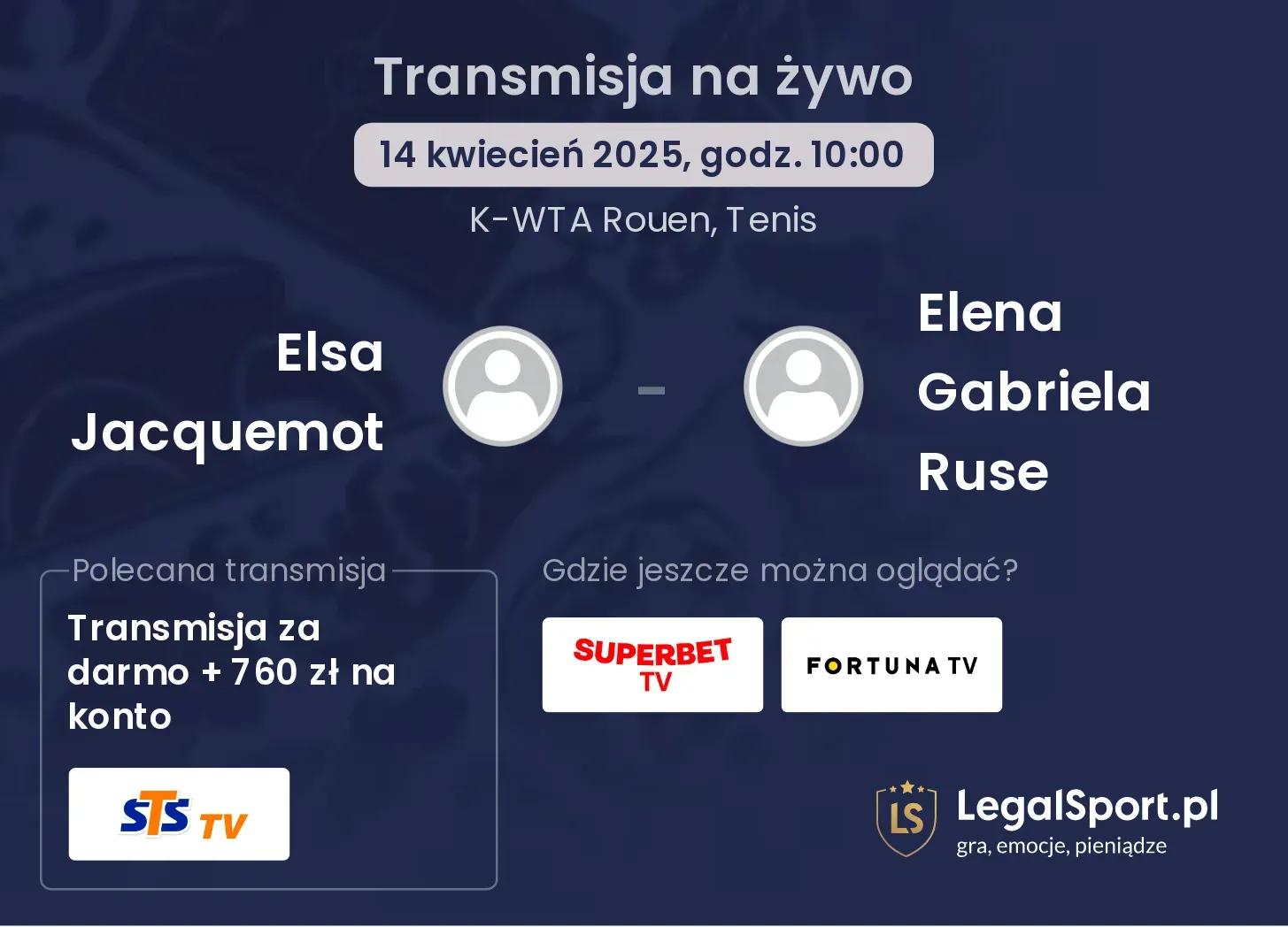 Elsa Jacquemot - Elena Gabriela Ruse gdzie oglądać transmisję?