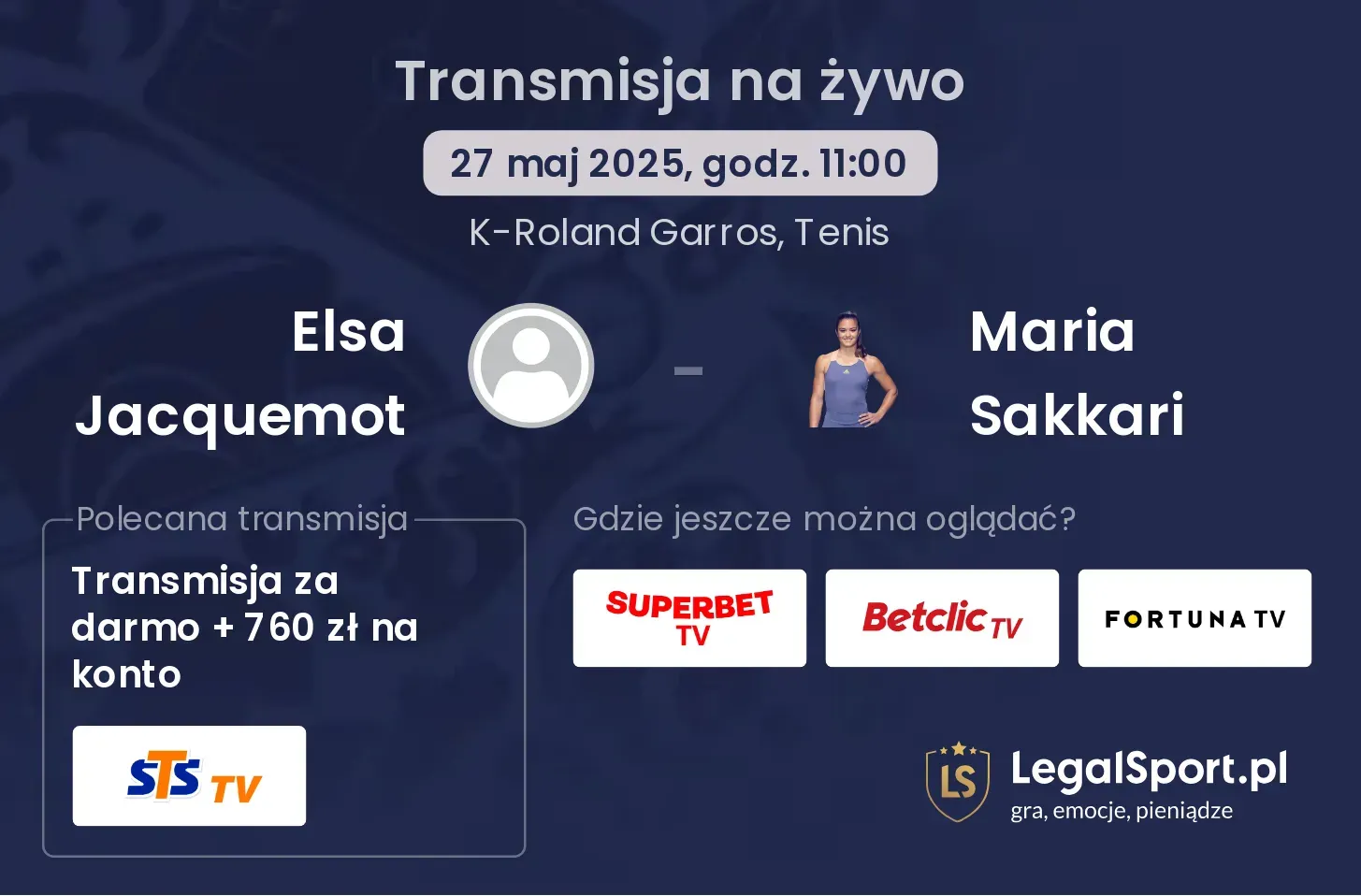 Elsa Jacquemot - Maria Sakkari gdzie oglądać?
