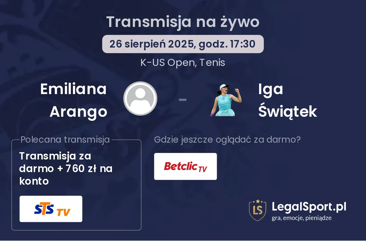 Emiliana Arango - Iga Świątek gdzie oglądać?