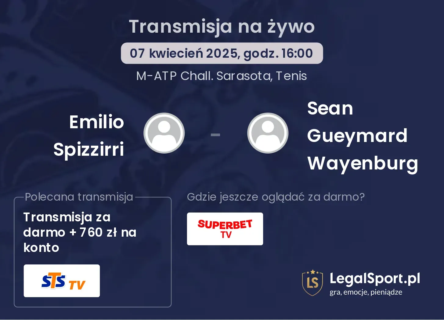 Emilio Spizzirri - Sean Gueymard Wayenburg gdzie oglądać transmisję?