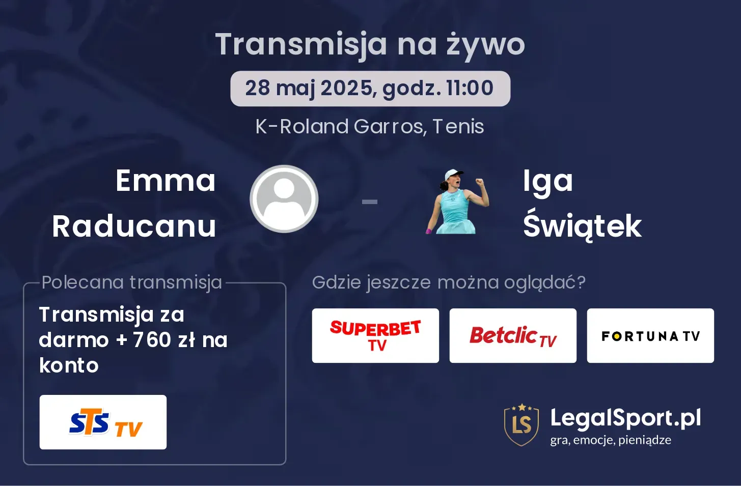 Emma Raducanu - Iga Świątek transmisja na żywo