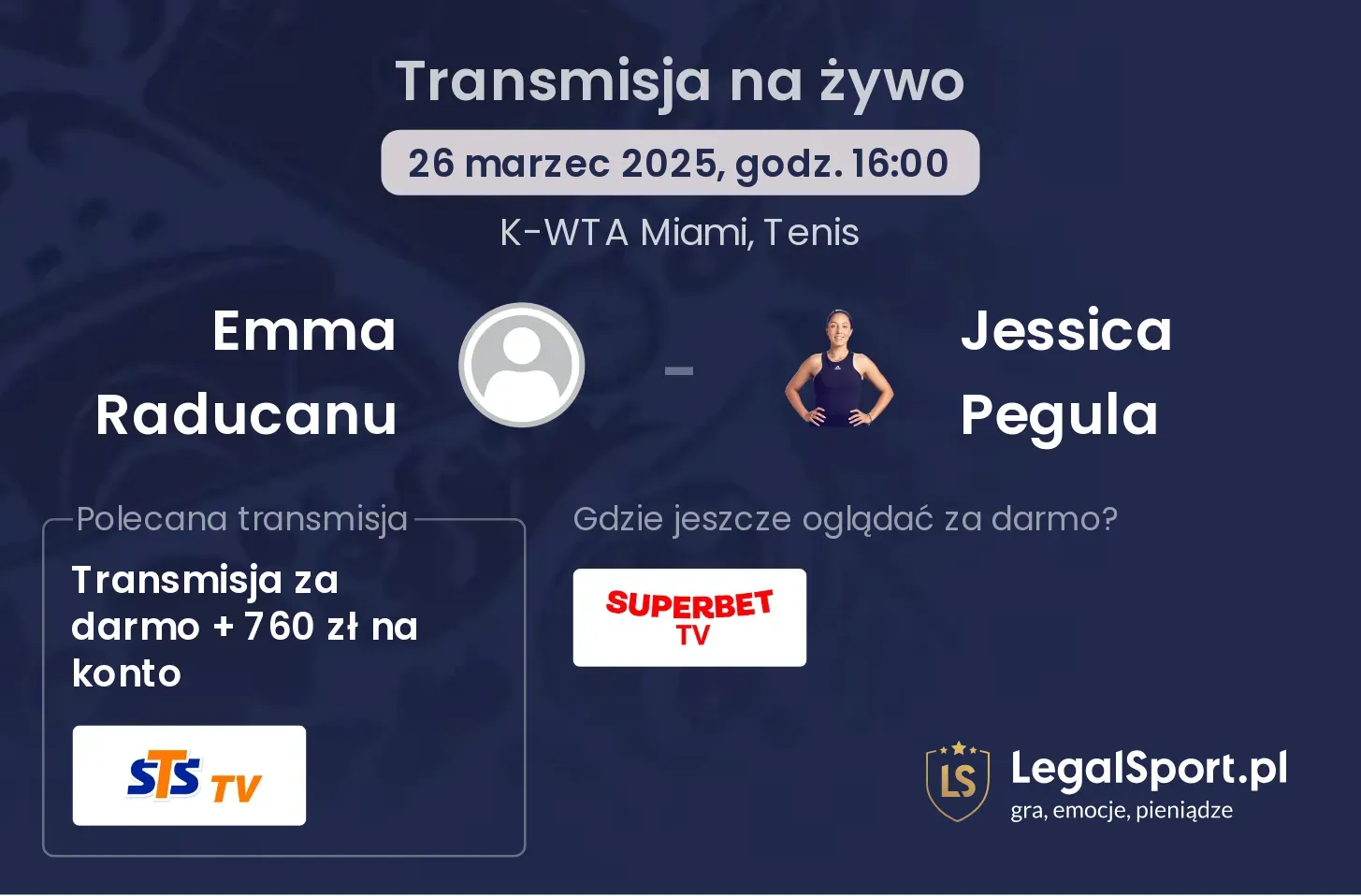 Emma Raducanu - Jessica Pegula gdzie oglądać?