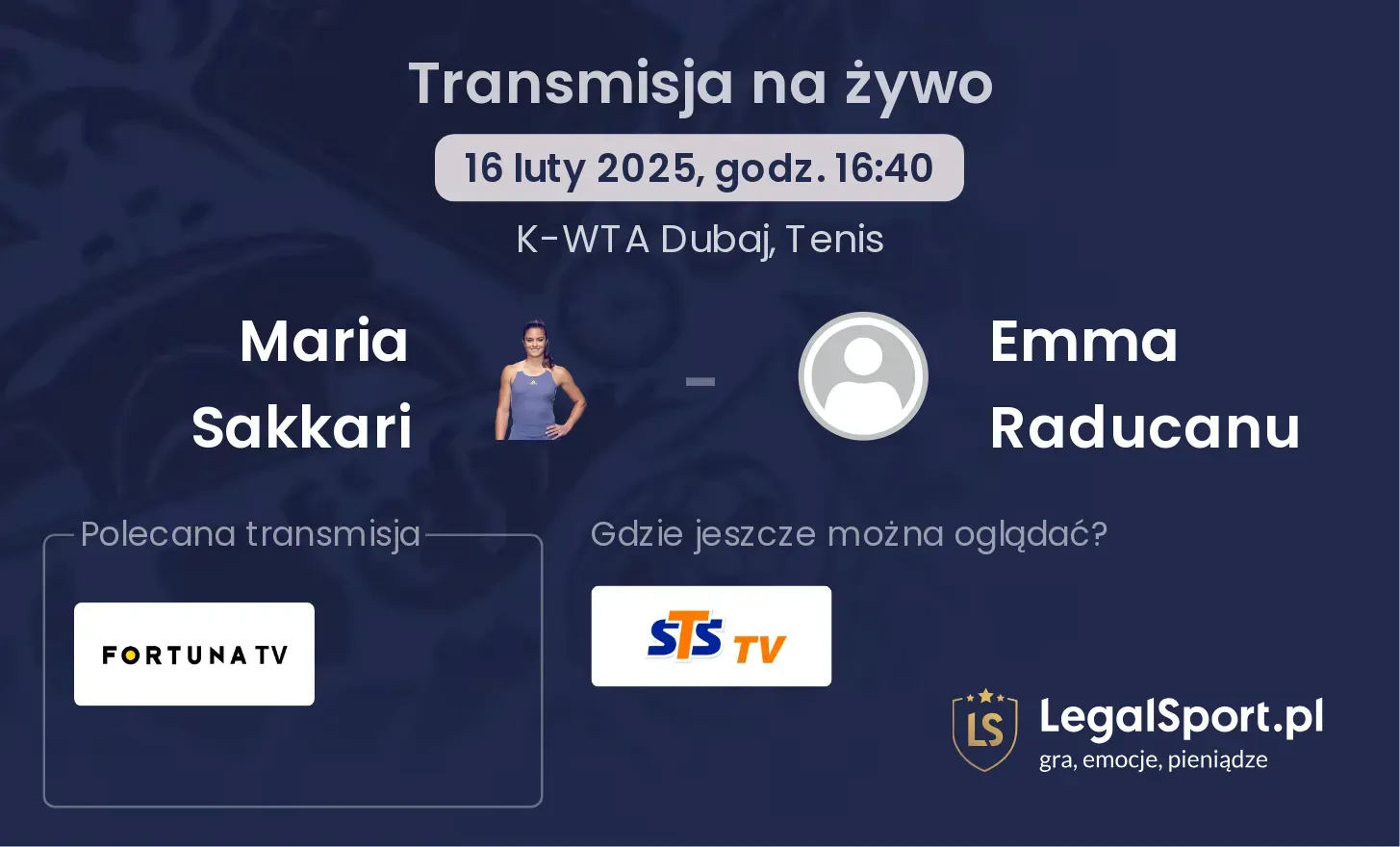 Maria Sakkari - Emma Raducanu gdzie oglądać?