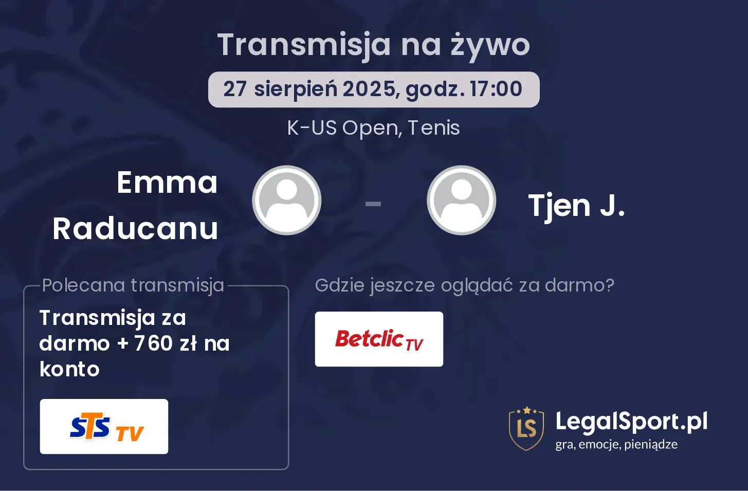 Emma Raducanu - Tjen J. transmisja na żywo