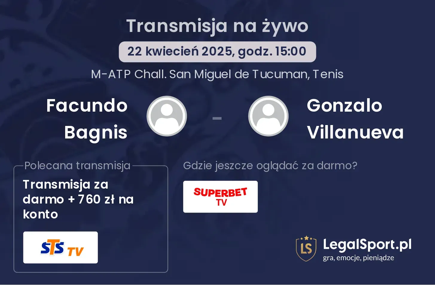Facundo Bagnis - Gonzalo Villanueva gdzie oglądać transmisję?