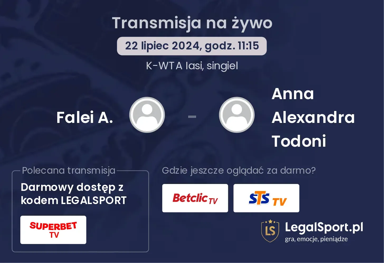 Falei A. - Anna Alexandra Todoni gdzie oglądać? Transmisja online za darmo (22.07, godz. 11:15)