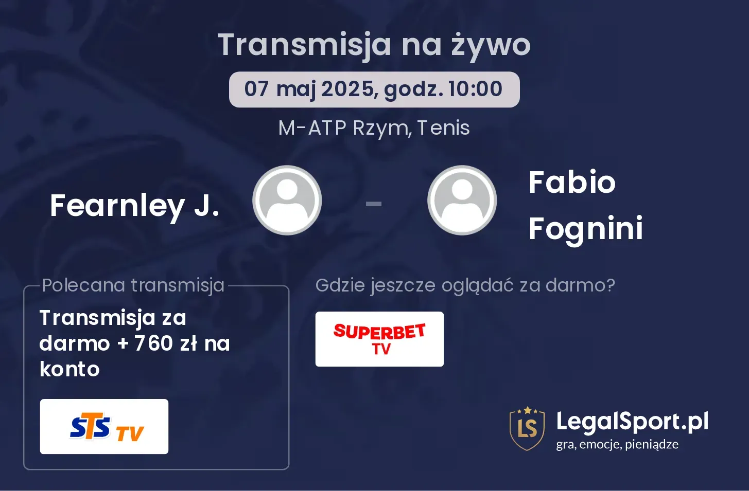 Fearnley J. - Fabio Fognini transmisja na żywo
