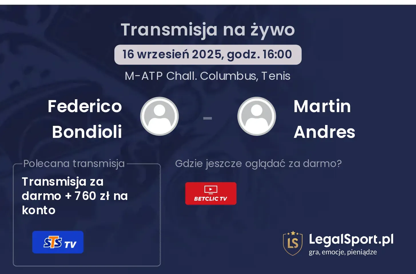 Federico Bondioli - Martin Andres transmisja na żywo