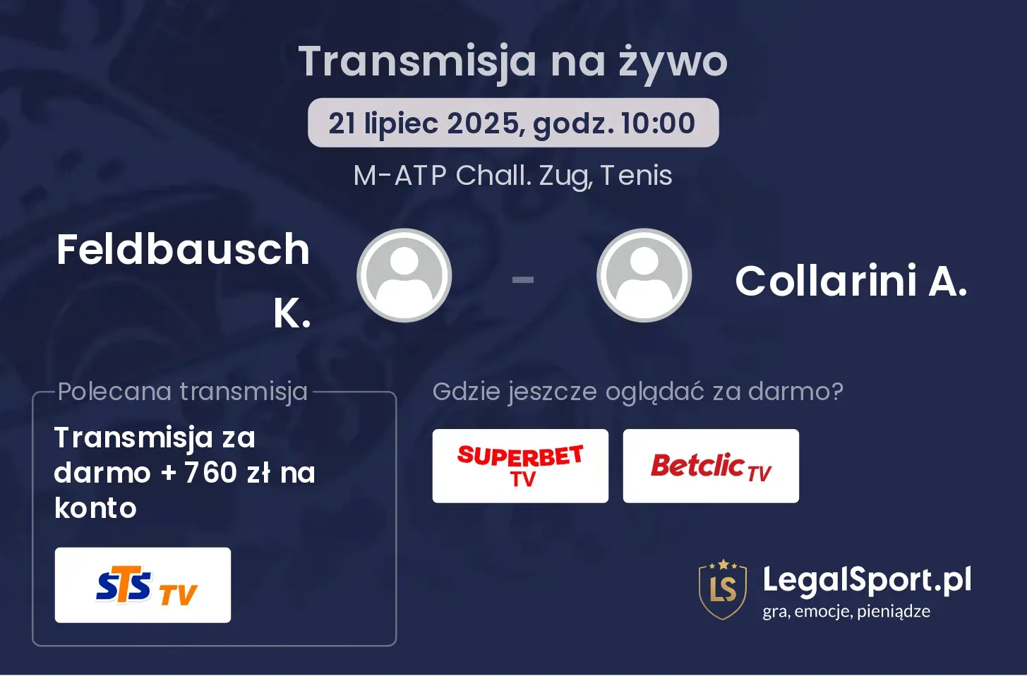 Feldbausch K. - Collarini A. transmisja na żywo