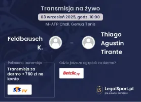 Feldbausch K. - Thiago Agustin Tirante gdzie oglądać?