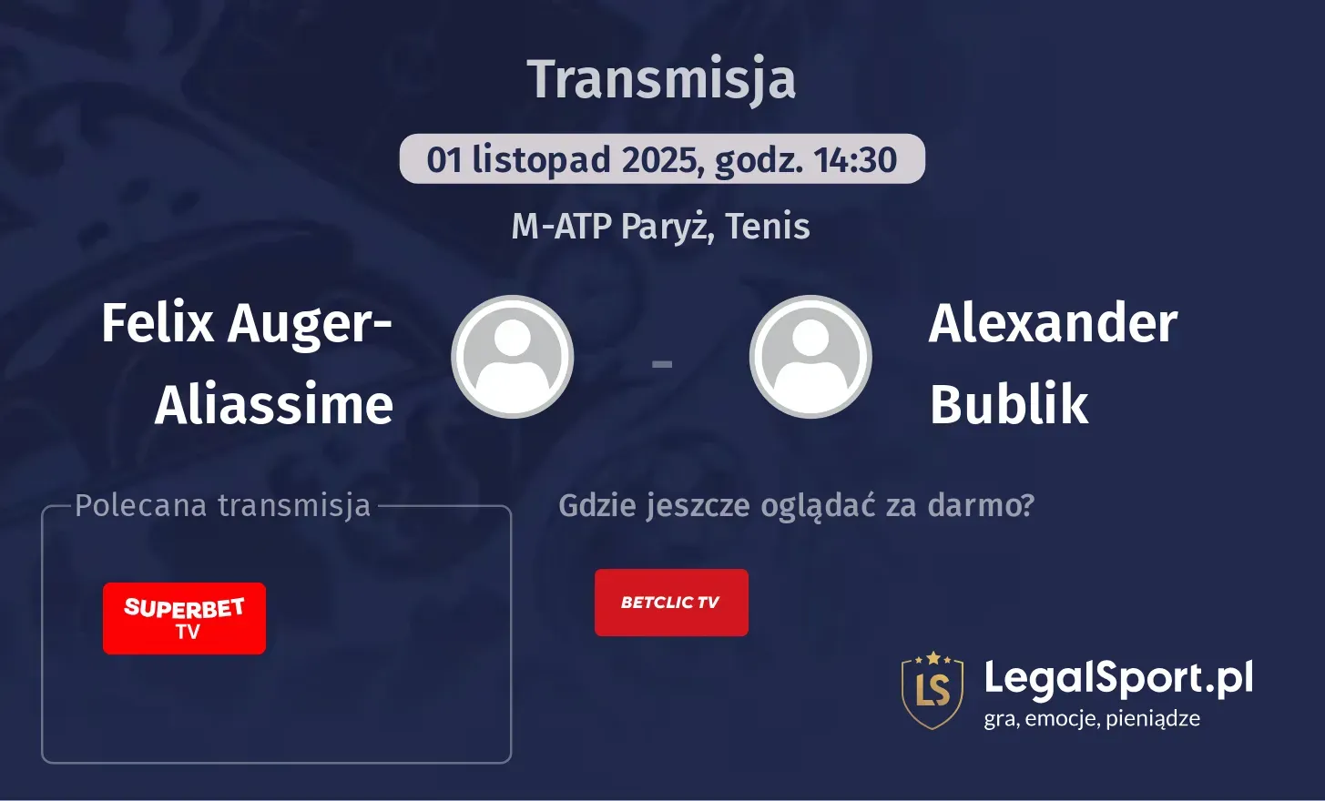 Felix Auger-Aliassime - Alexander Bublik Transmisje