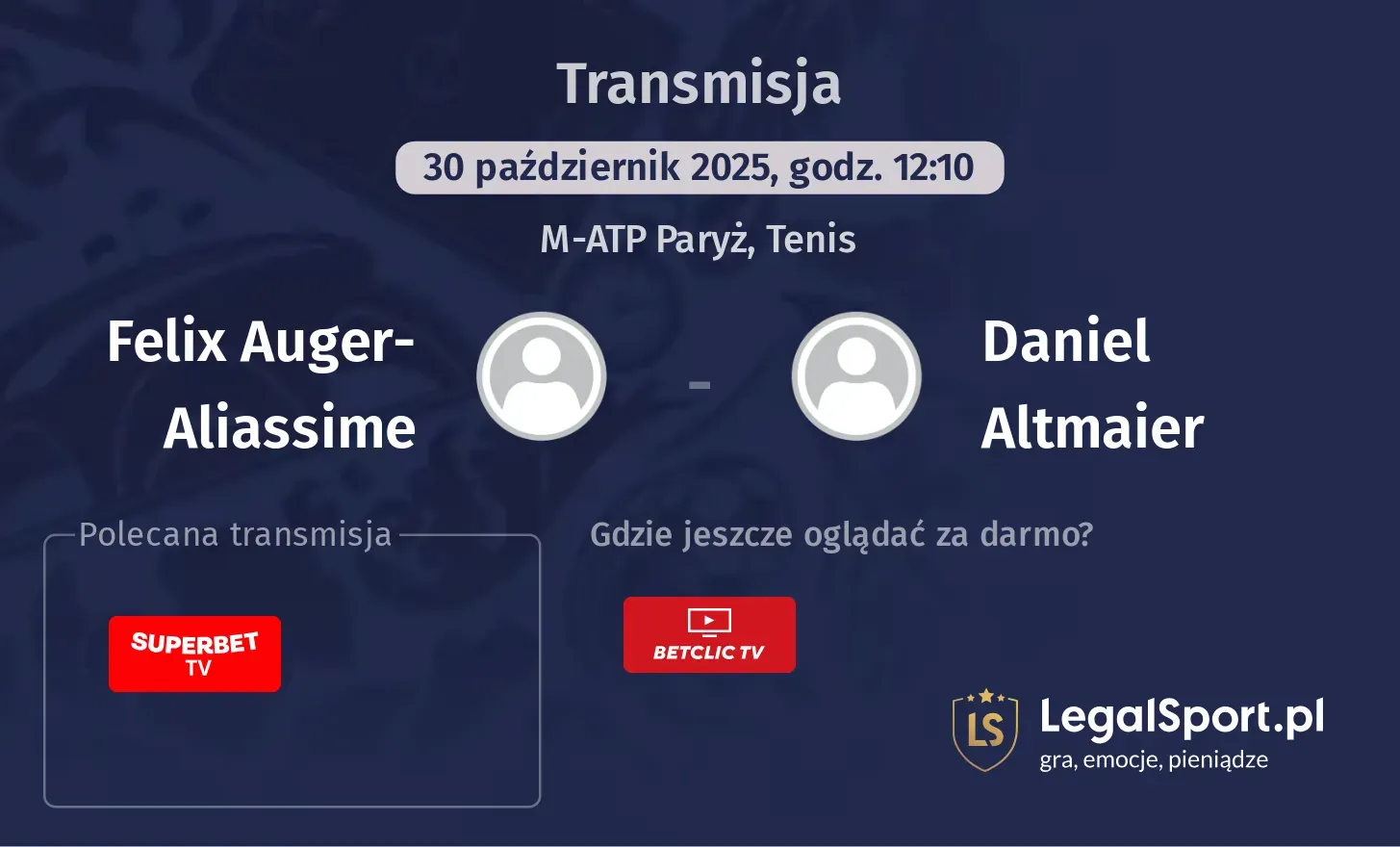 Felix Auger-Aliassime - Daniel Altmaier Transmisje