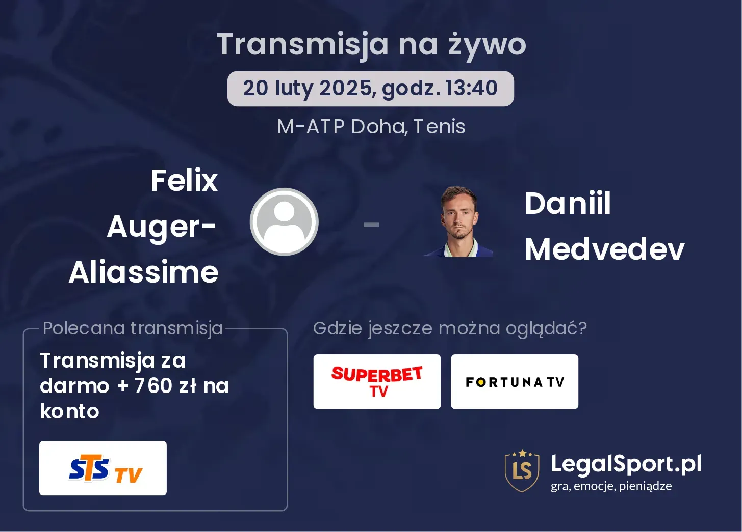 Felix Auger-Aliassime - Daniil Medvedev gdzie oglądać?