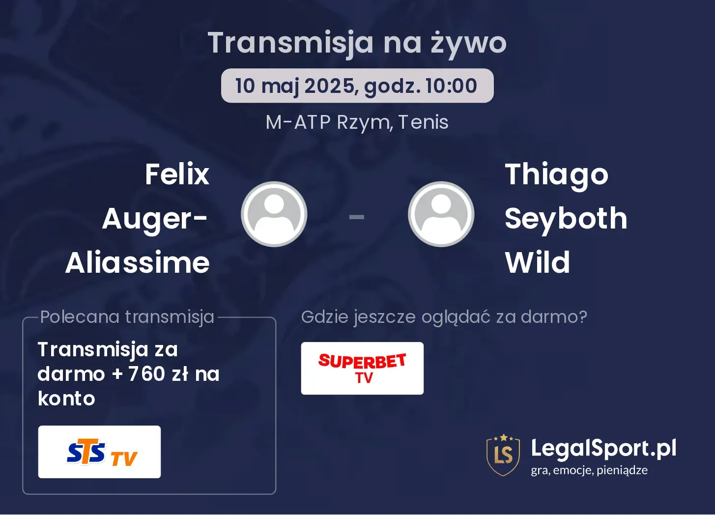 Felix Auger-Aliassime - Thiago Seyboth Wild transmisja na żywo