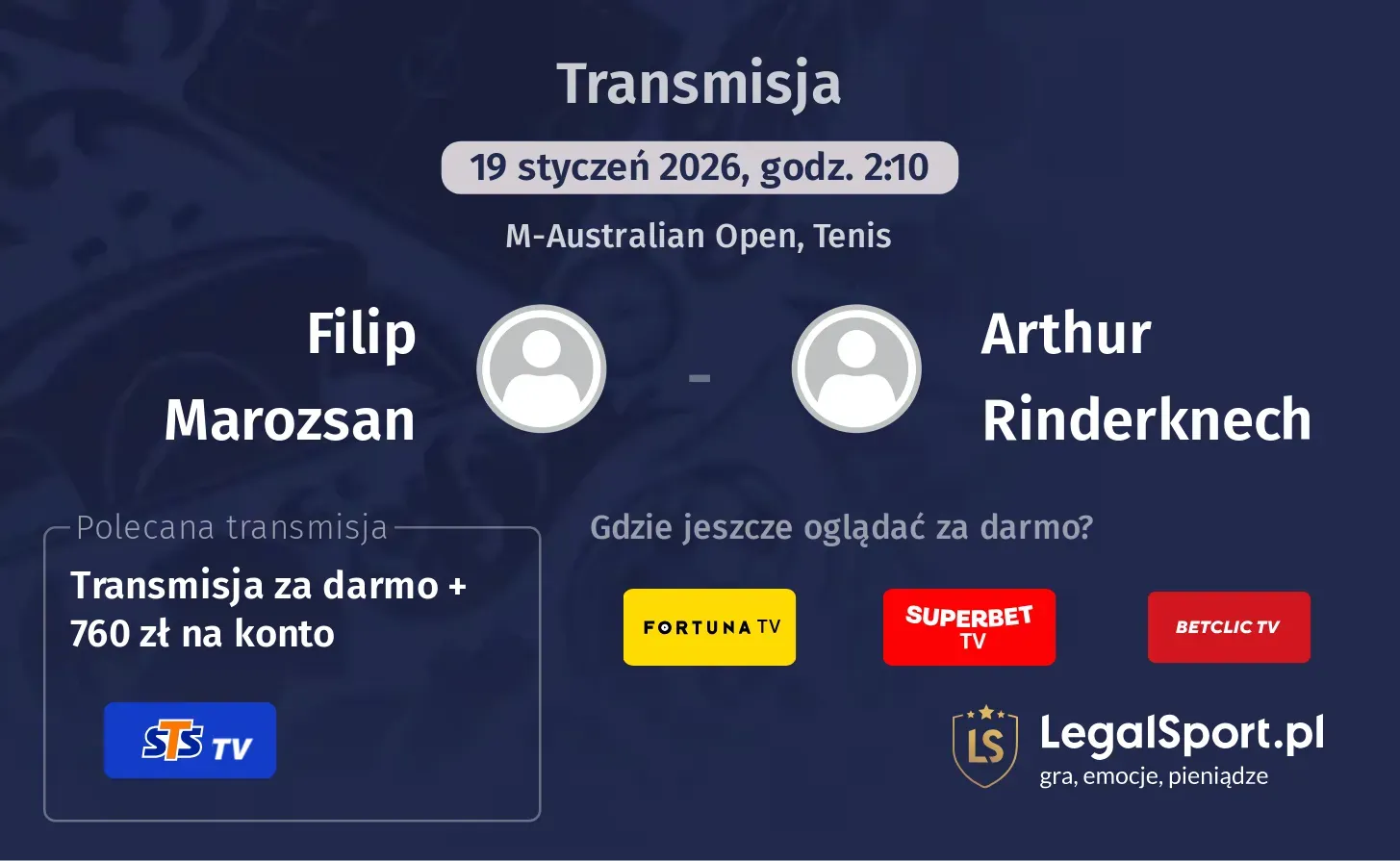 Filip Marozsan - Arthur Rinderknech Transmisje