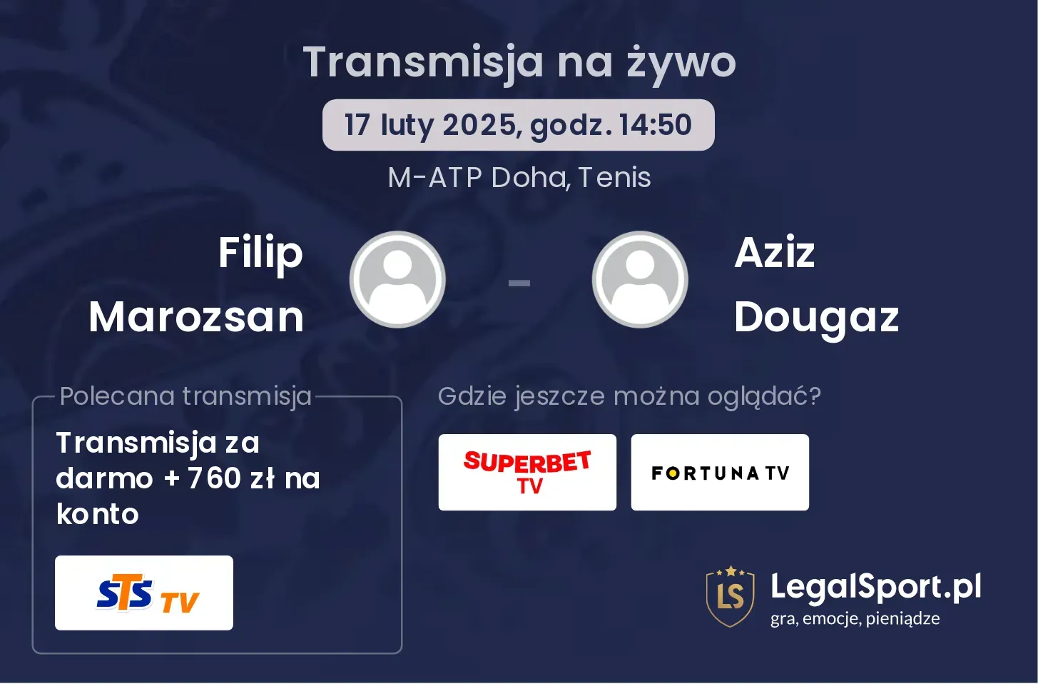 Filip Marozsan - Aziz Dougaz gdzie oglądać transmisję?