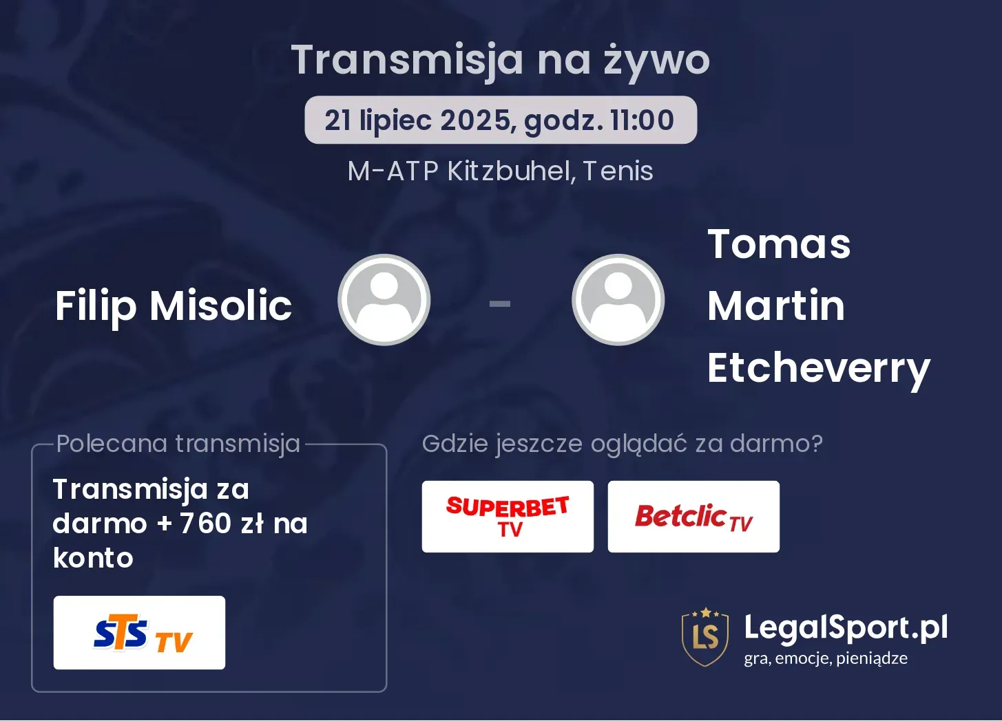 Filip Misolic - Tomas Martin Etcheverry gdzie oglądać?