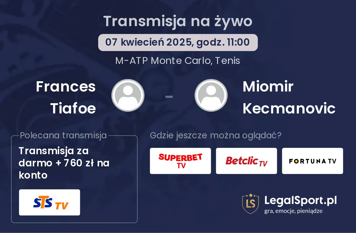 Frances Tiafoe - Miomir Kecmanovic gdzie oglądać?