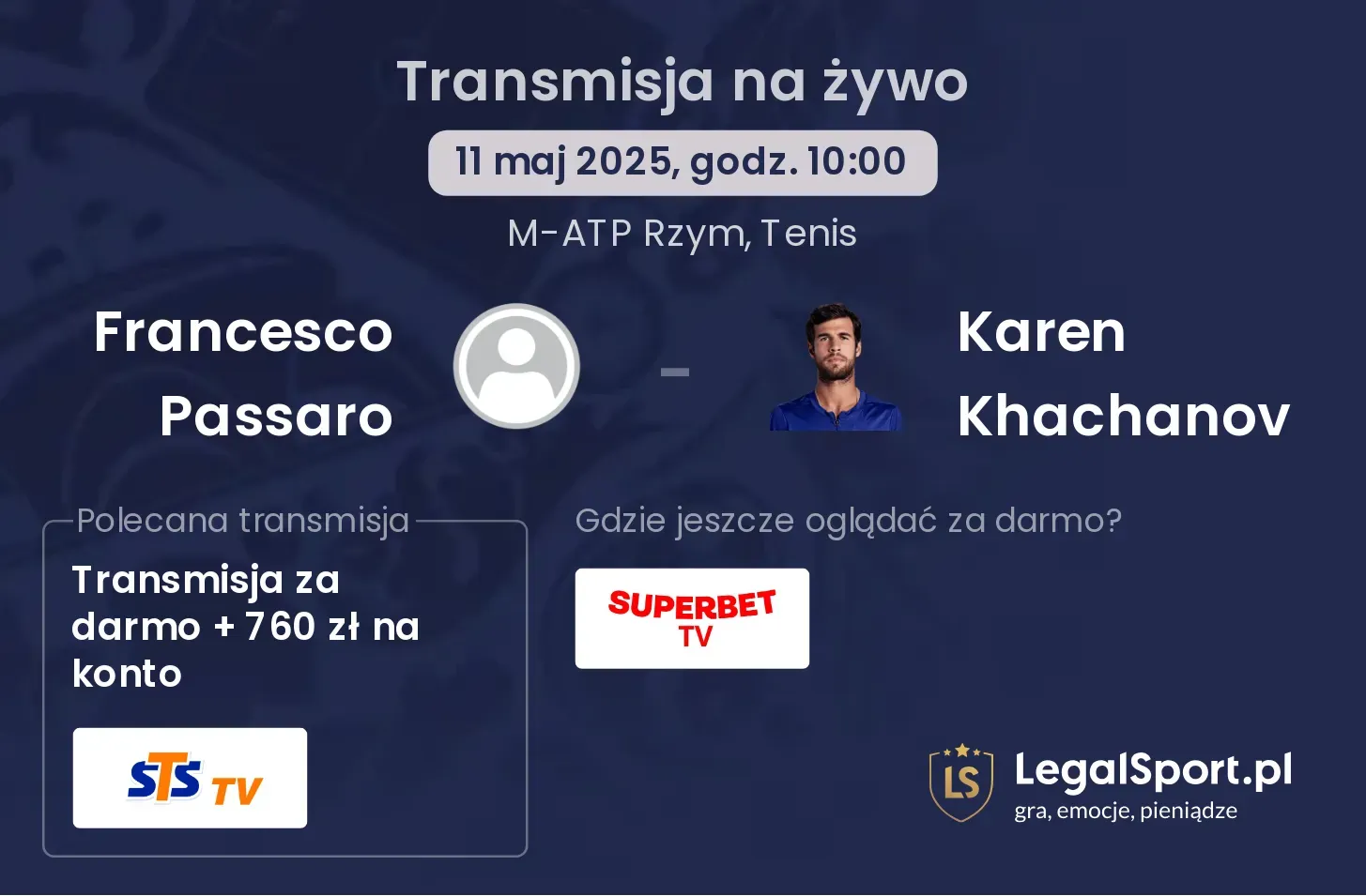 Francesco Passaro - Karen Khachanov transmisja na żywo