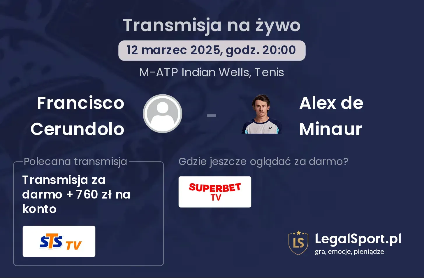 Francisco Cerundolo - Alex de Minaur gdzie oglądać?