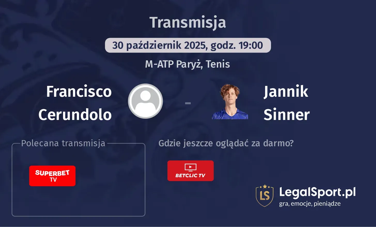 Francisco Cerundolo - Jannik Sinner gdzie oglądać?