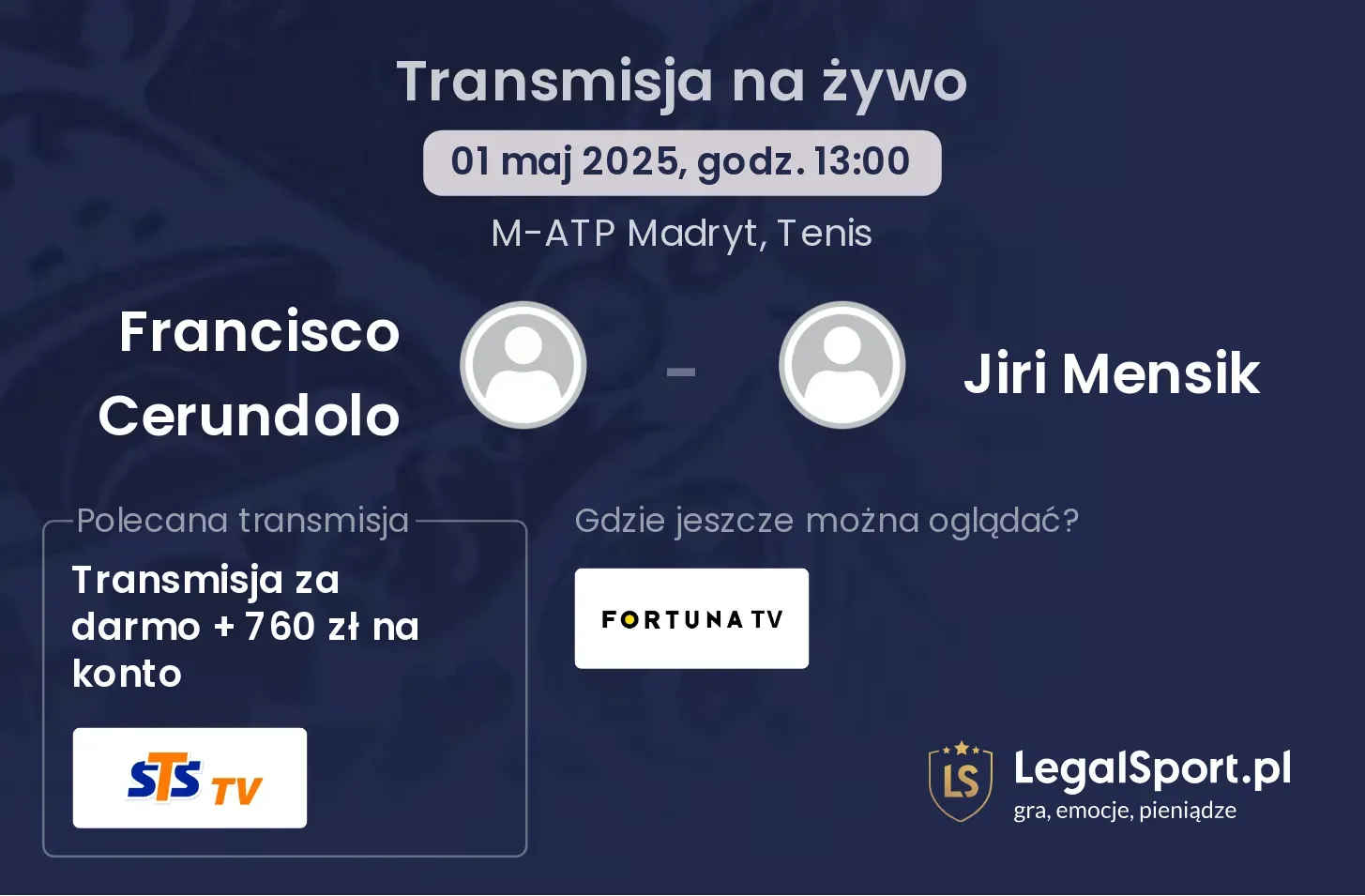 Francisco Cerundolo - Jiri Mensik transmisja na żywo