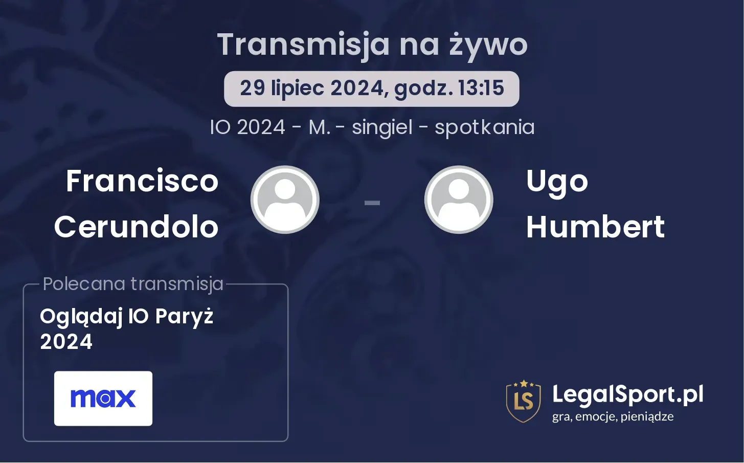 Francisco Cerundolo - Ugo Humbert gdzie oglądać? (29.07, godz. 13:15)