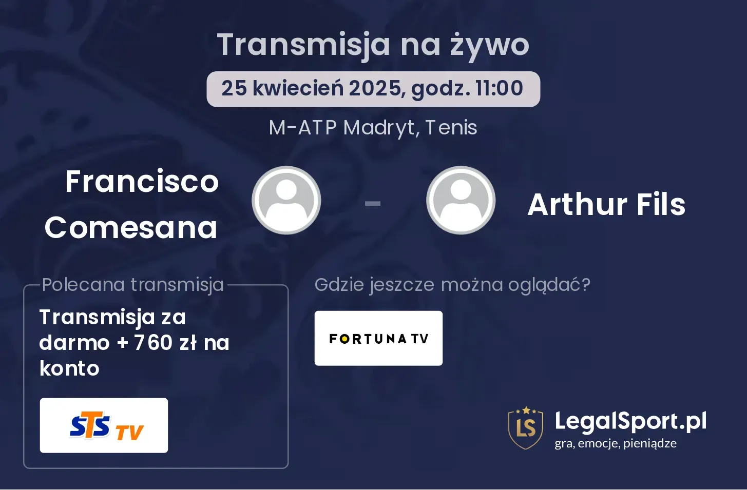 Francisco Comesana - Arthur Fils gdzie oglądać?