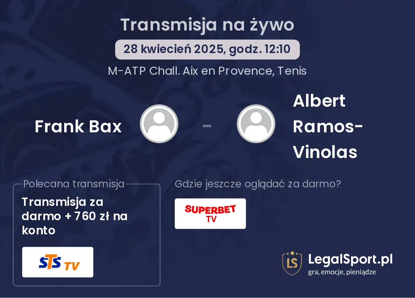 Frank Bax - Albert Ramos-Vinolas gdzie oglądać transmisję?
