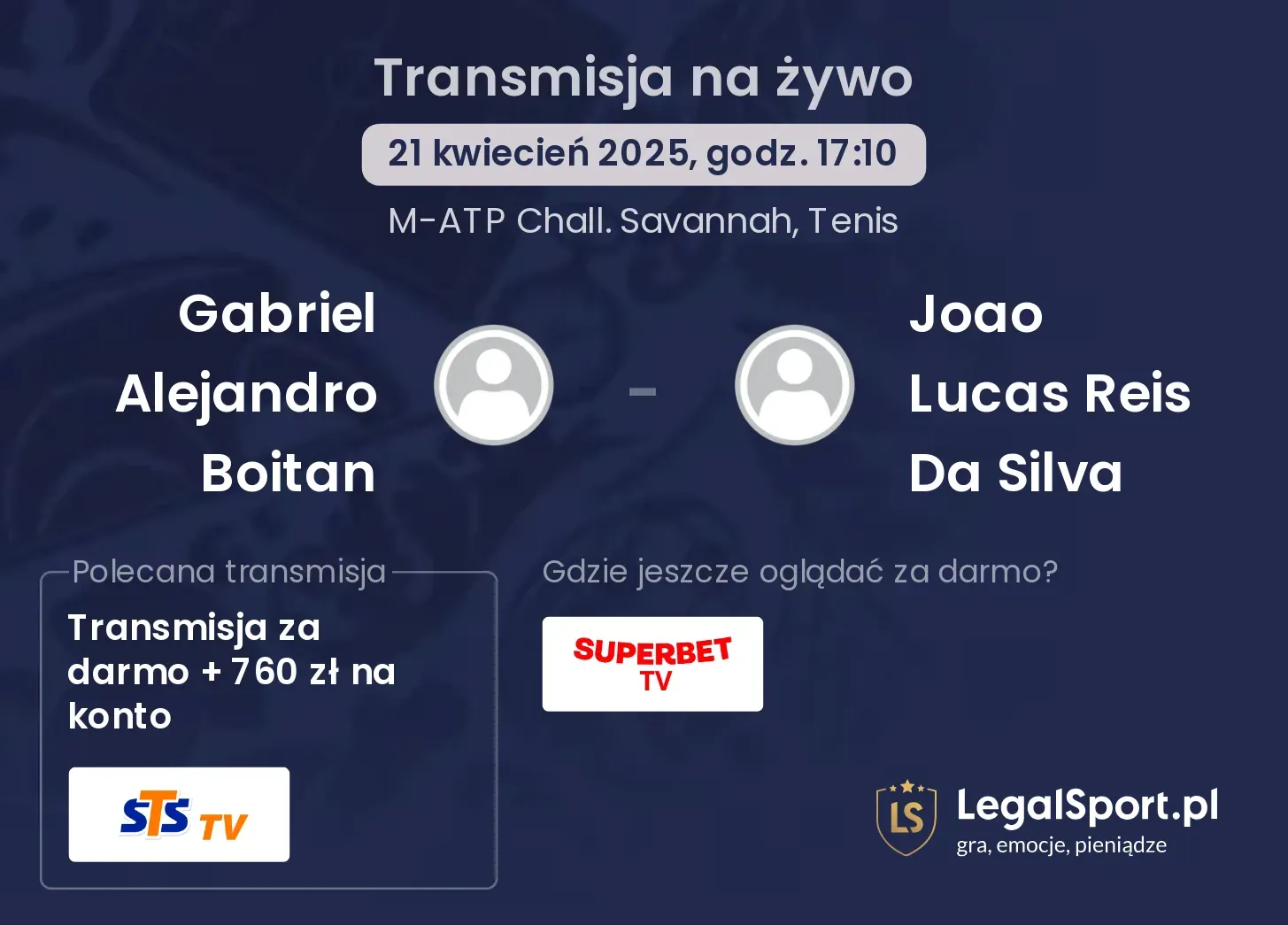 Gabriel Alejandro Boitan - Joao Lucas Reis Da Silva gdzie oglądać transmisję?