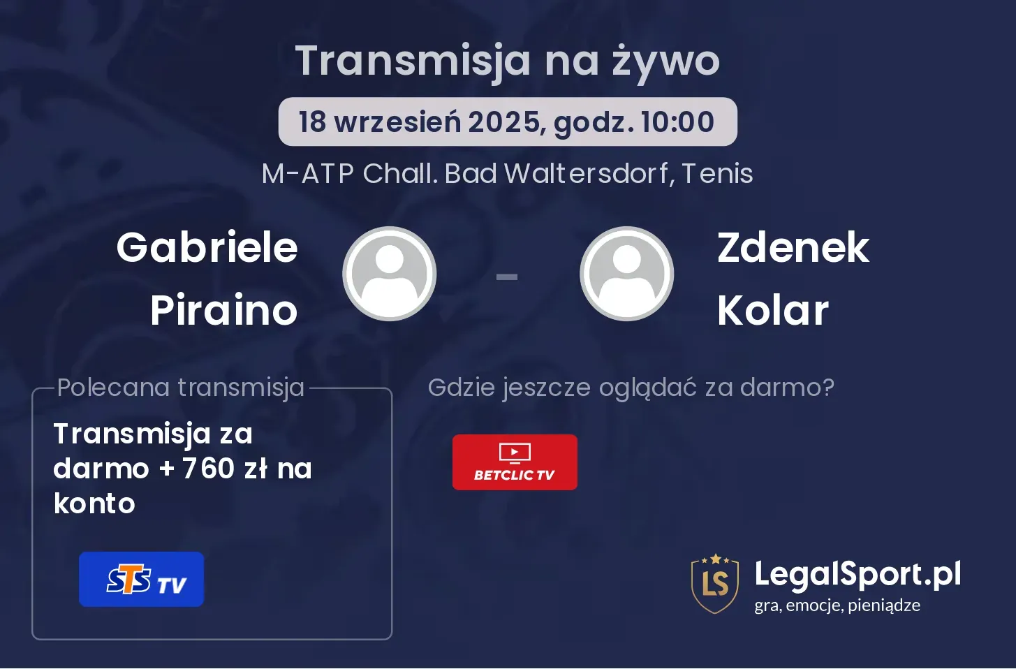 Gabriele Piraino - Zdenek Kolar transmisja na żywo