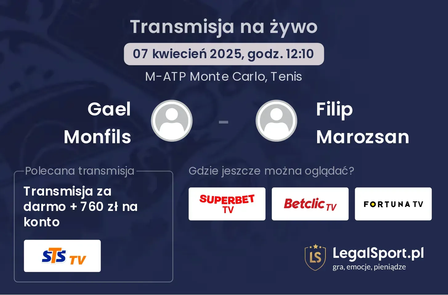 Gael Monfils - Filip Marozsan gdzie oglądać transmisję?