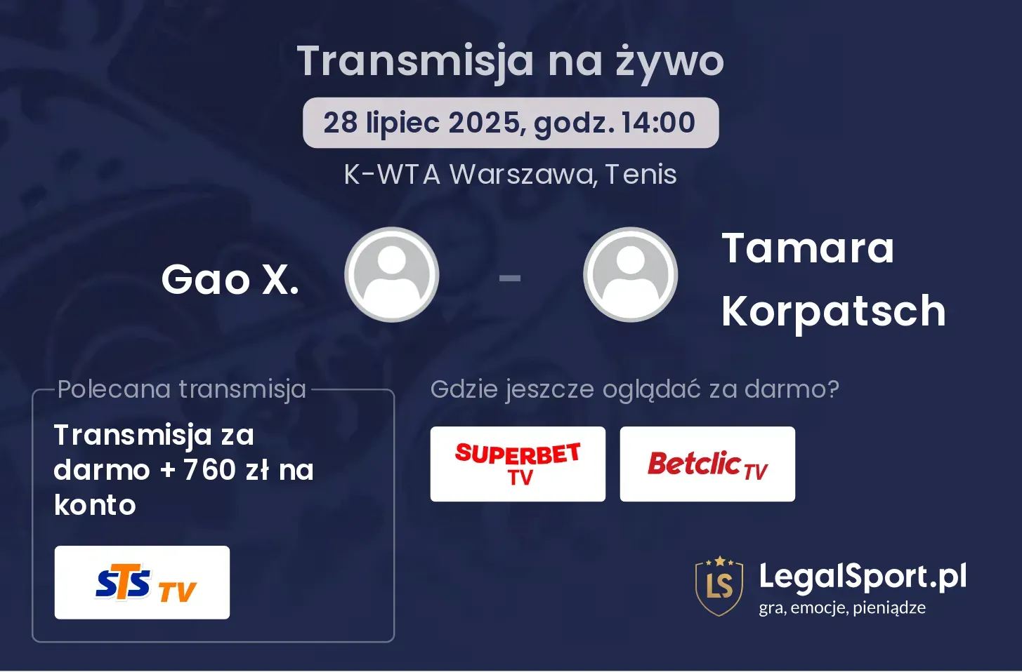 Gao X. - Tamara Korpatsch gdzie oglądać?