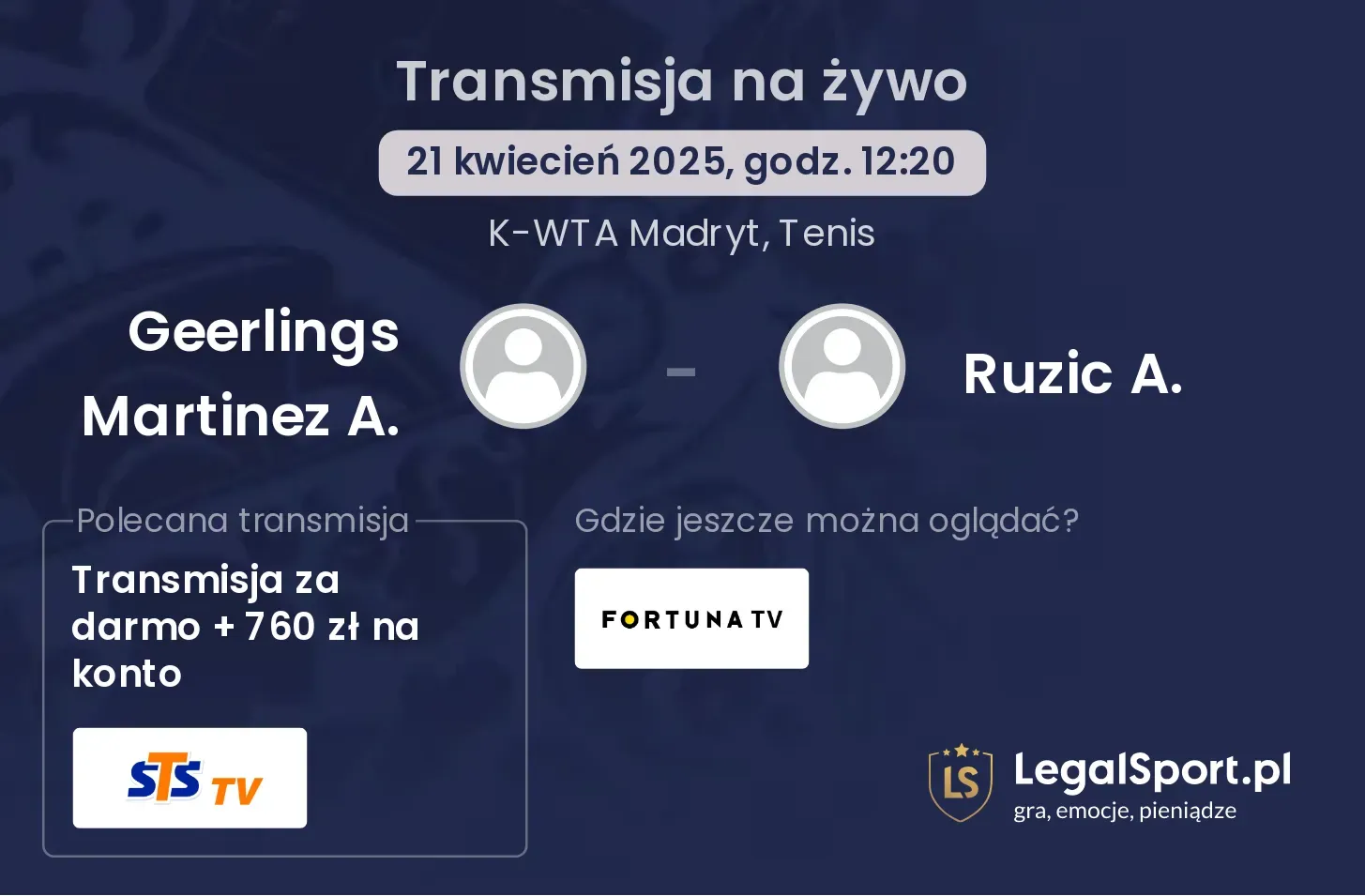Geerlings Martinez A. - Ruzic A. gdzie oglądać?