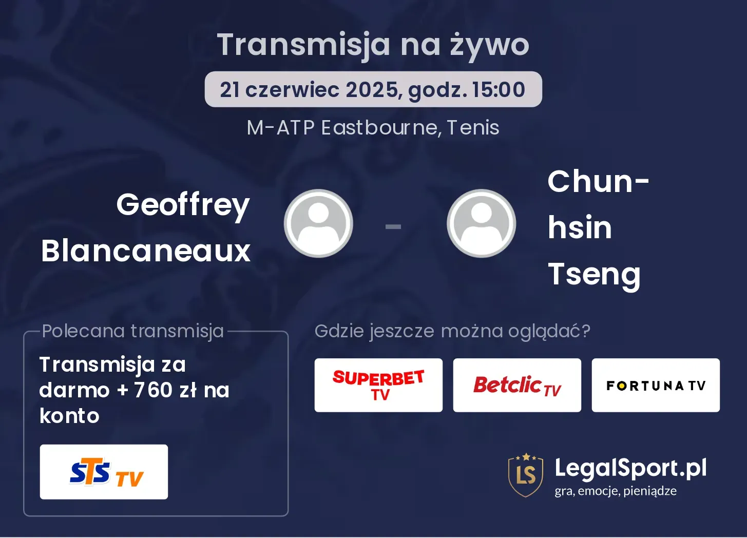 Geoffrey Blancaneaux - Chun-hsin Tseng transmisja na żywo