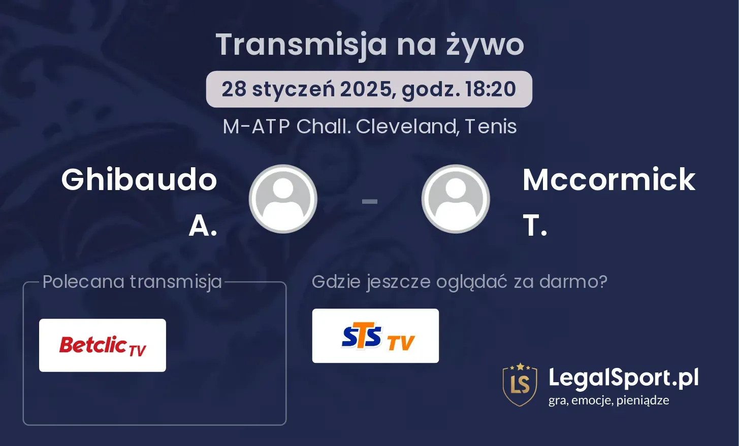 Ghibaudo A. - Mccormick T. gdzie oglądać transmisję?