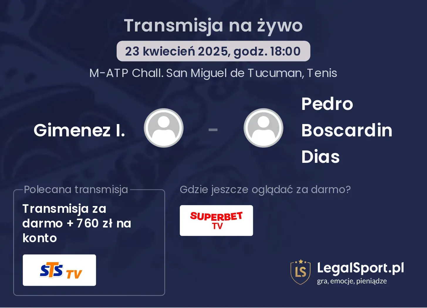 Gimenez I. - Pedro Boscardin Dias gdzie oglądać?