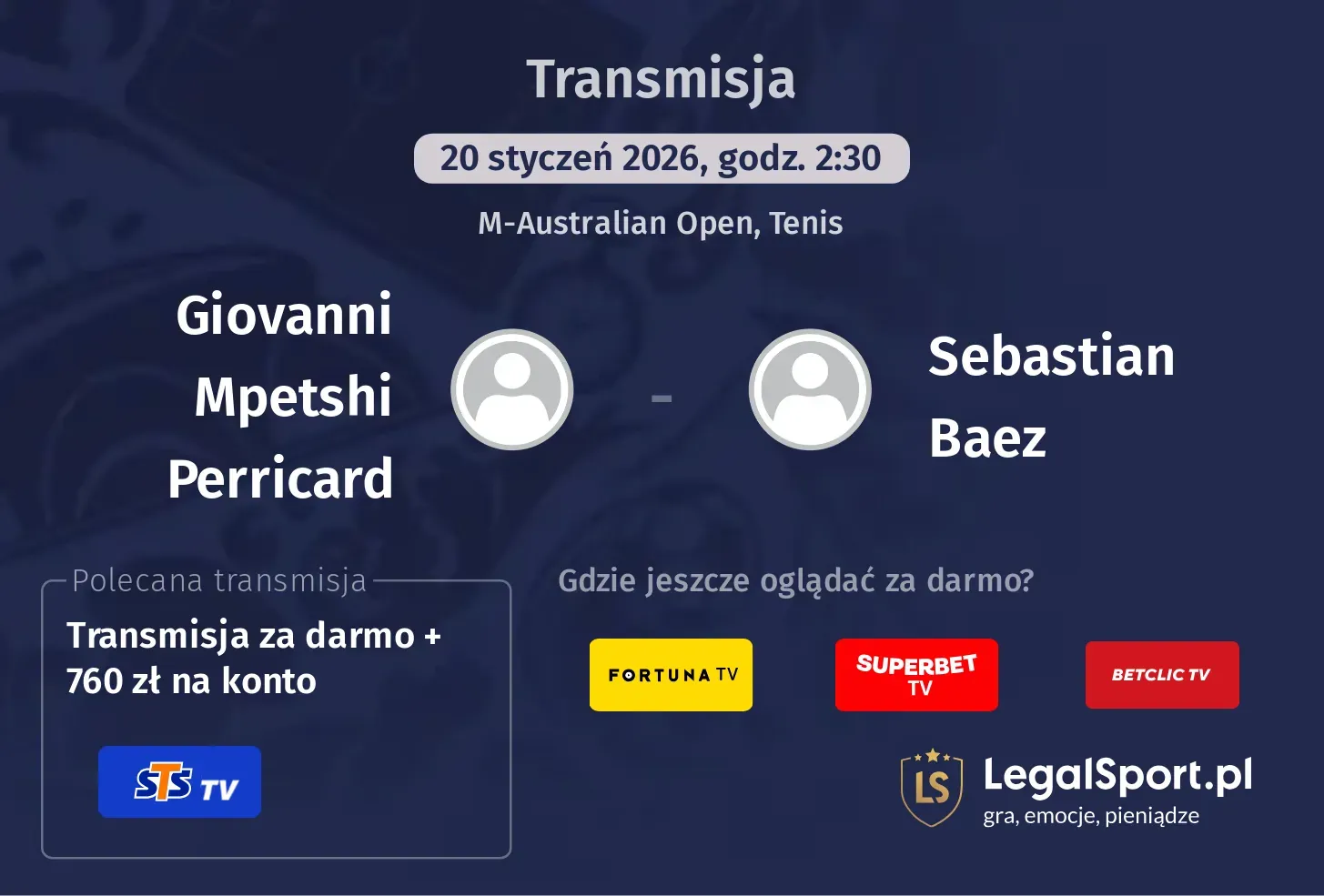 Giovanni Mpetshi Perricard - Sebastian Baez Transmisje