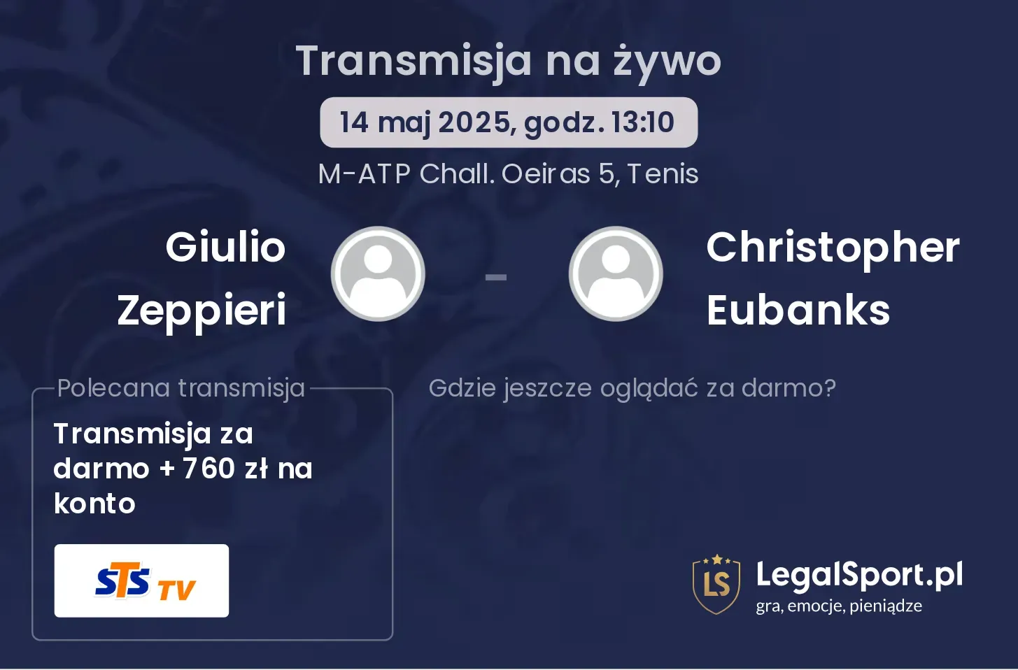 Giulio Zeppieri - Christopher Eubanks transmisja na żywo