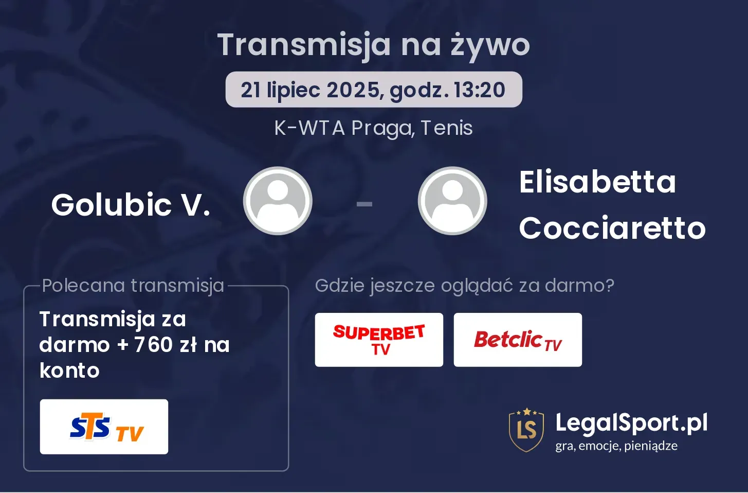 Golubic V. - Elisabetta Cocciaretto gdzie oglądać?