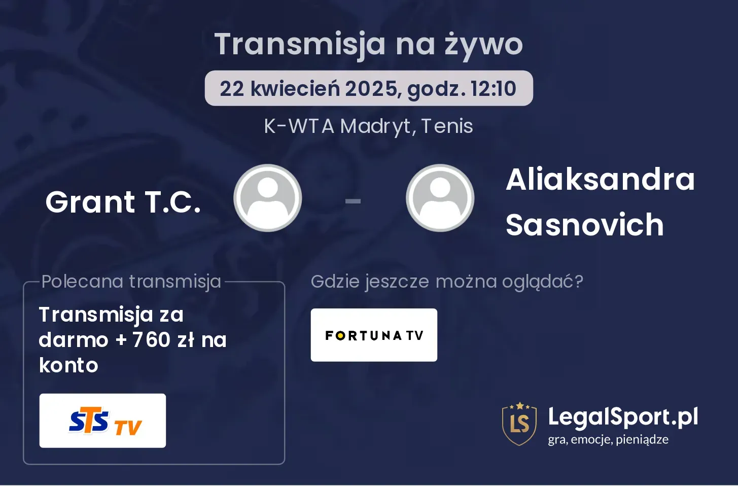 Grant T.C. - Aliaksandra Sasnovich gdzie oglądać?