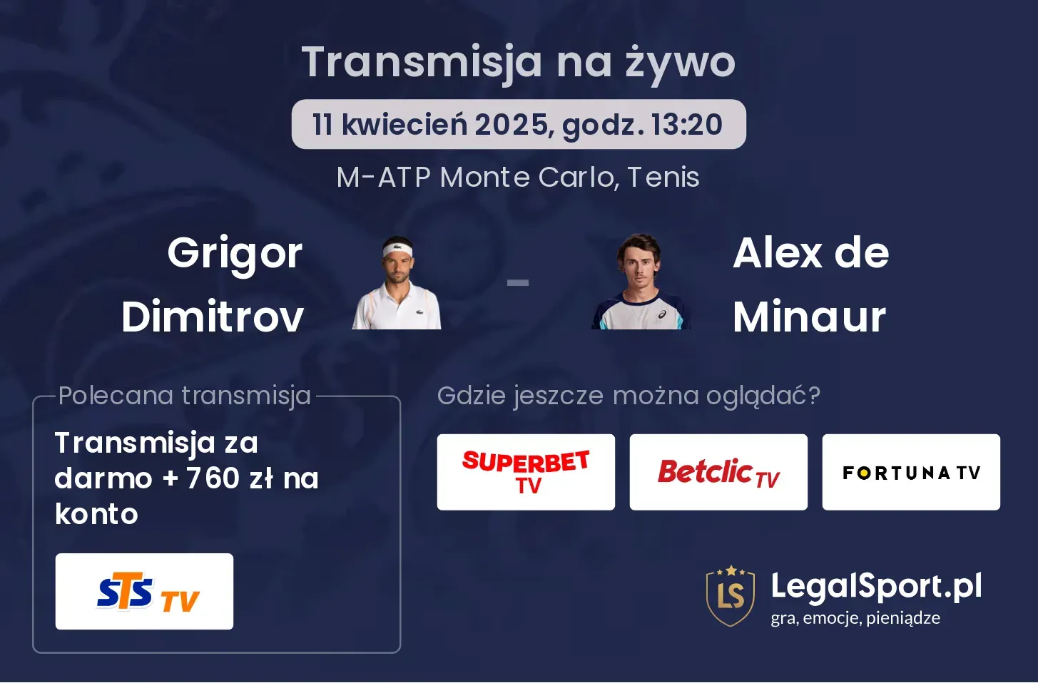 Grigor Dimitrov - Alex de Minaur gdzie oglądać?