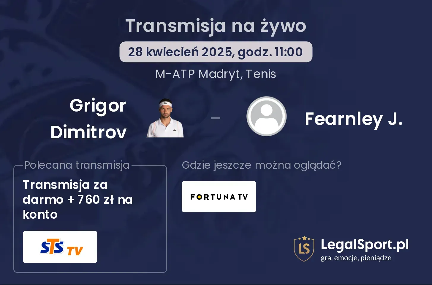 Grigor Dimitrov - Fearnley J. gdzie oglądać?