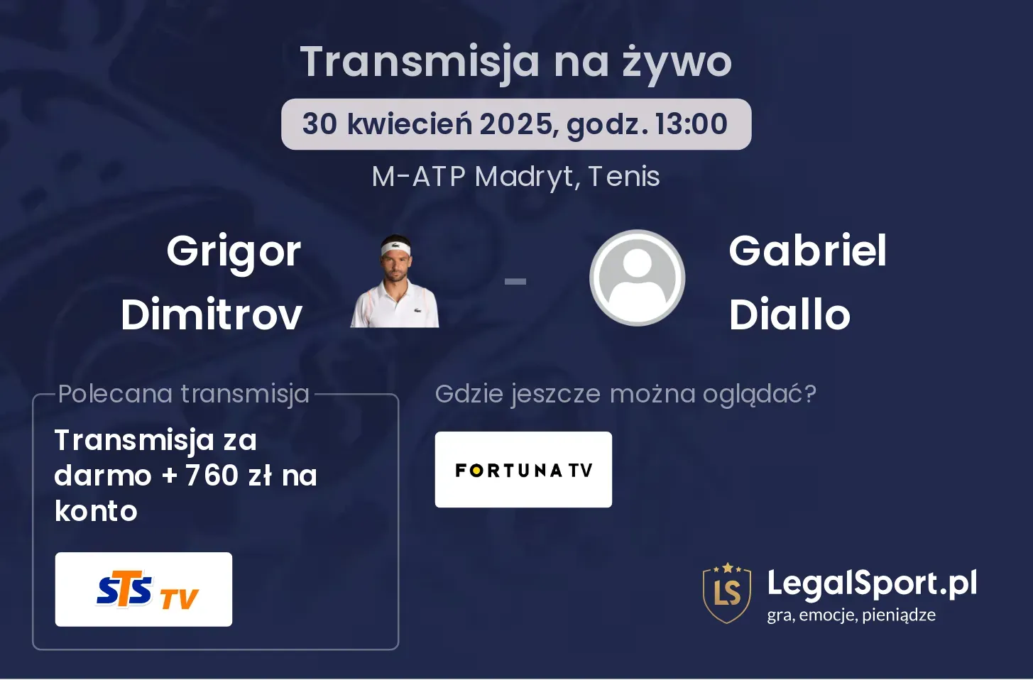 Grigor Dimitrov - Gabriel Diallo gdzie oglądać transmisję?