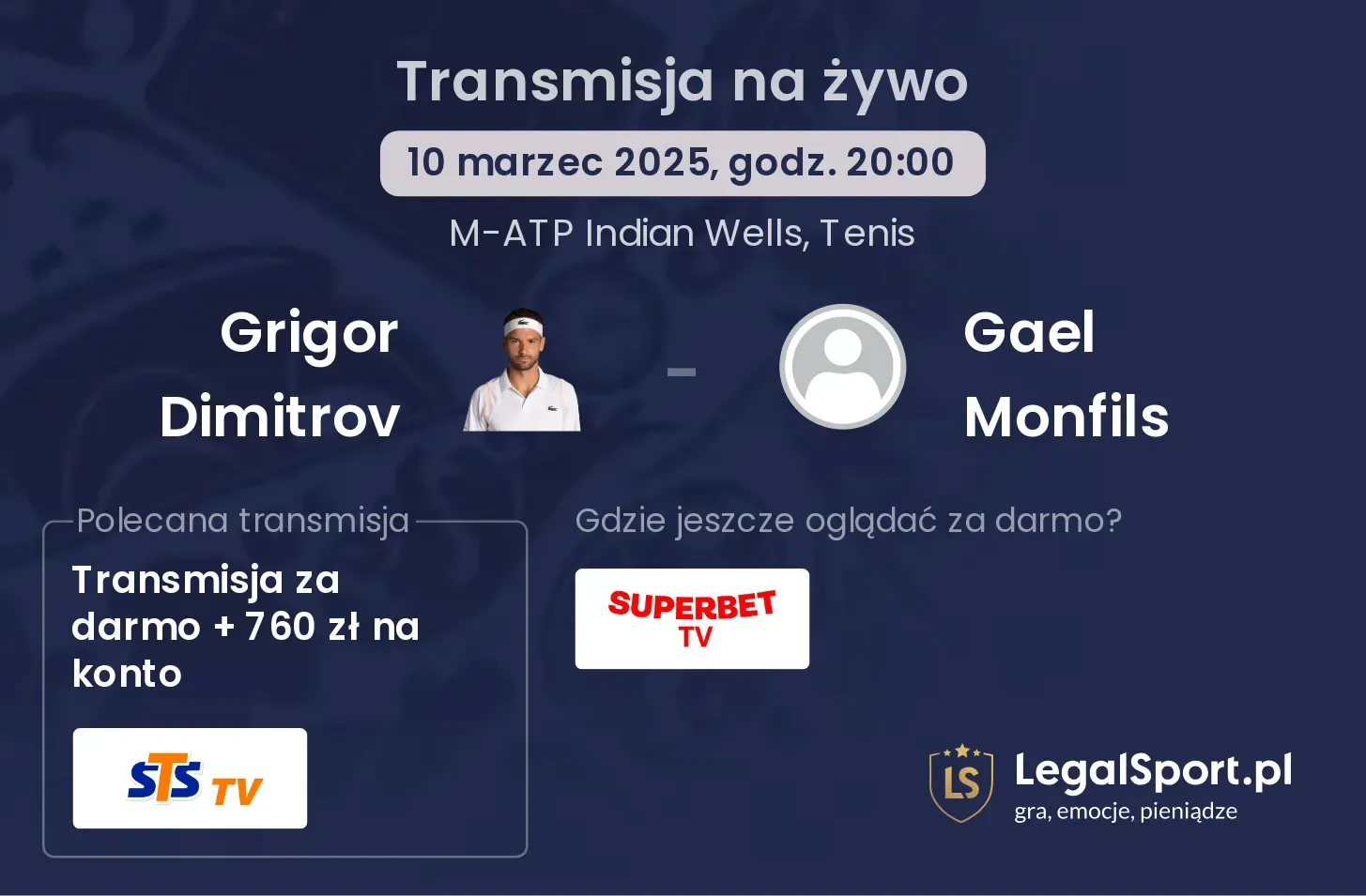 Grigor Dimitrov - Gael Monfils gdzie oglądać transmisję?