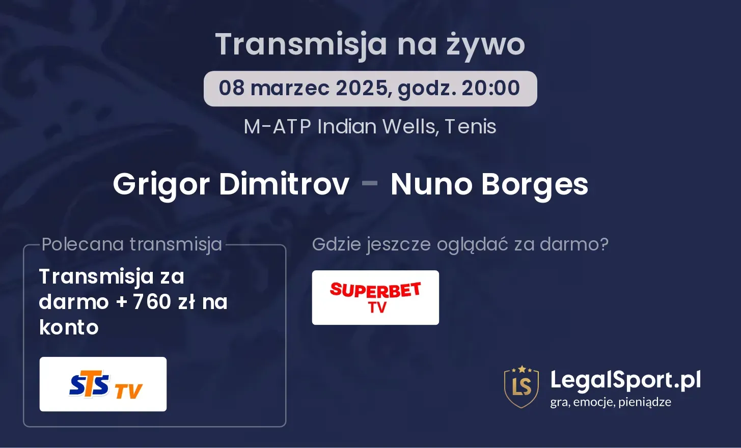 Grigor Dimitrov - Nuno Borges gdzie oglądać?