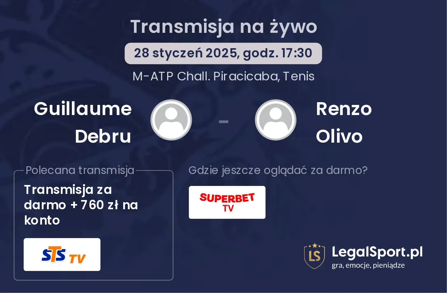 Guillaume Debru - Renzo Olivo gdzie oglądać transmisję?