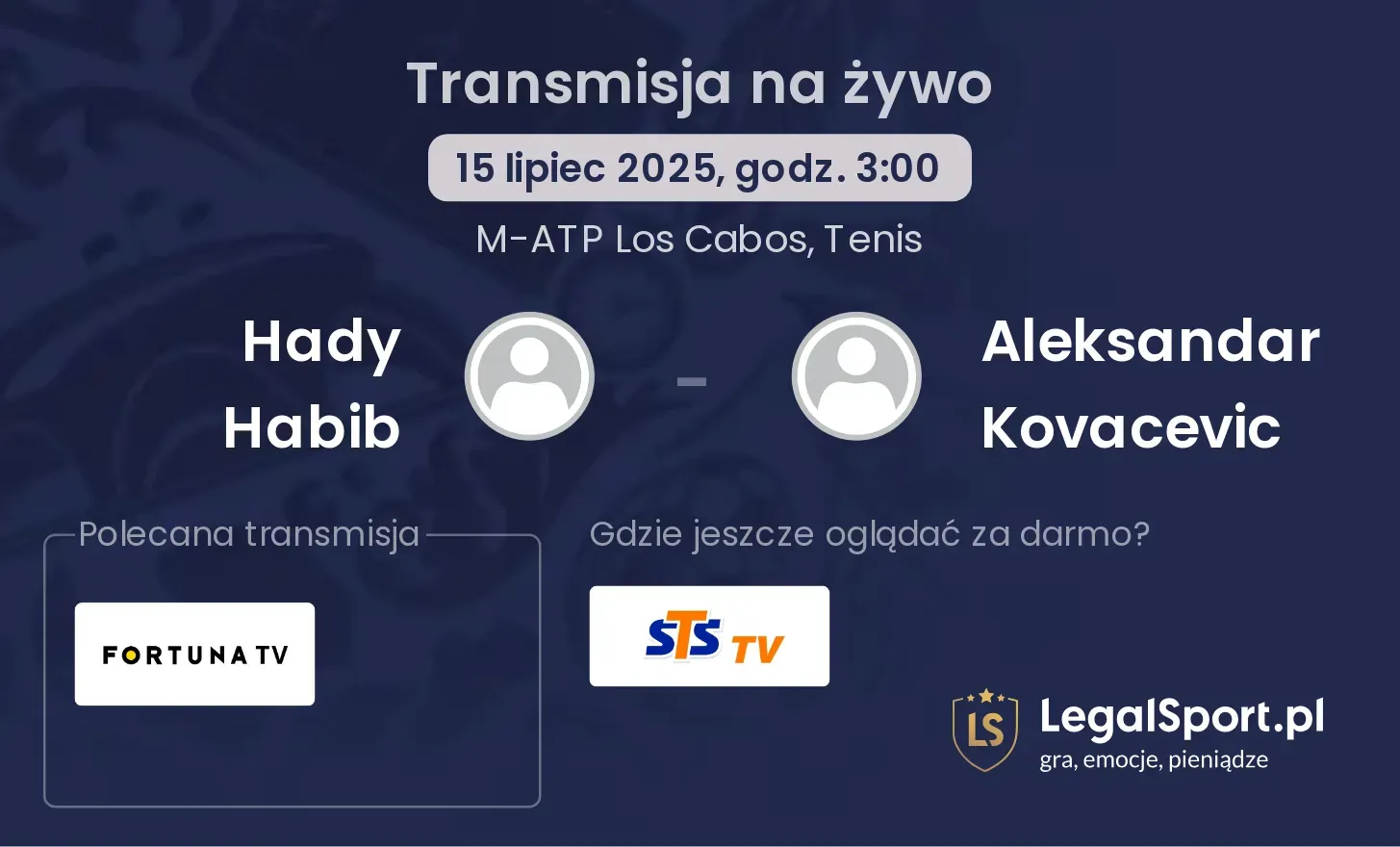 Hady Habib - Aleksandar Kovacevic gdzie oglądać?